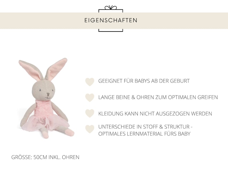 Personalisierter Geschenk Geburt Hase Kuscheltier Strick Kind Geburtstag Stofftier Taufe Mädchen Junge Weihnachten Idee Vilive Bild 6