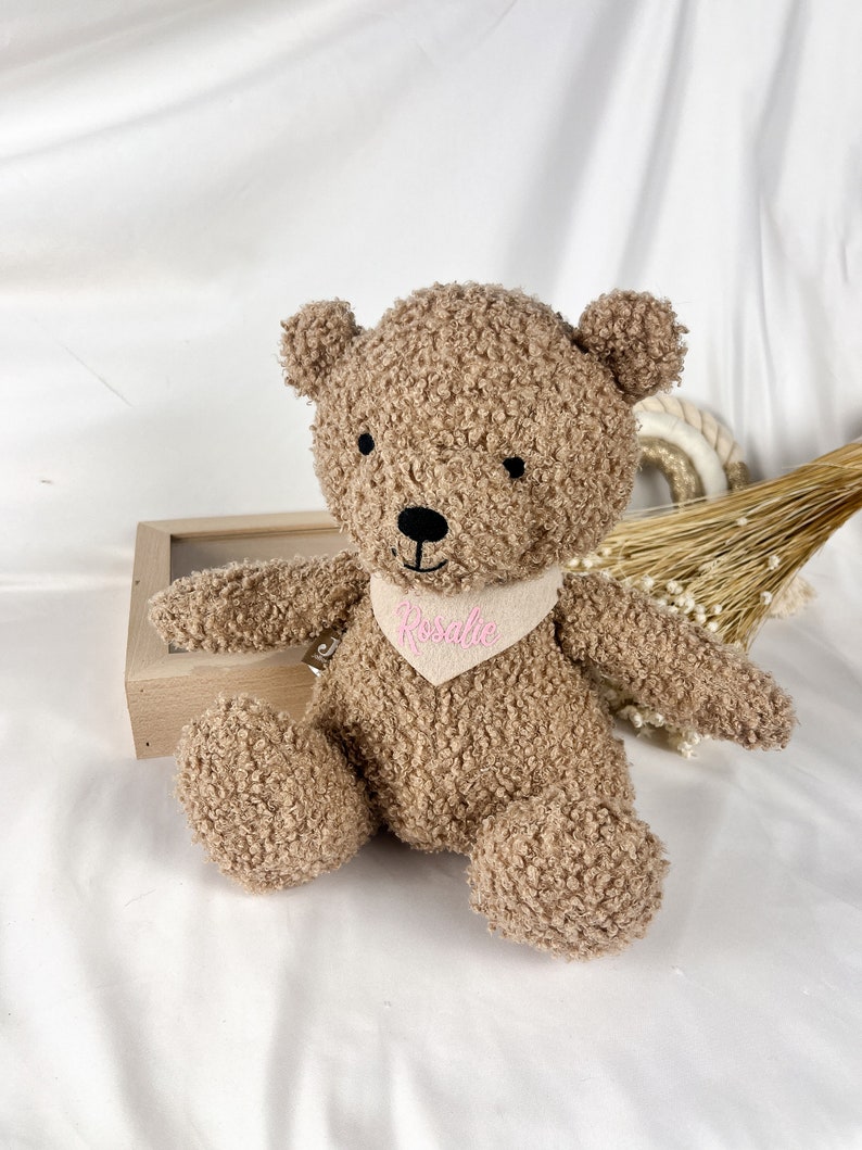 Personalized gift birth, cuddly teddy bear, child's birthday soft toy bear, stuffed animal, cuddly bear, baptism, girl boy, Vilive Braun