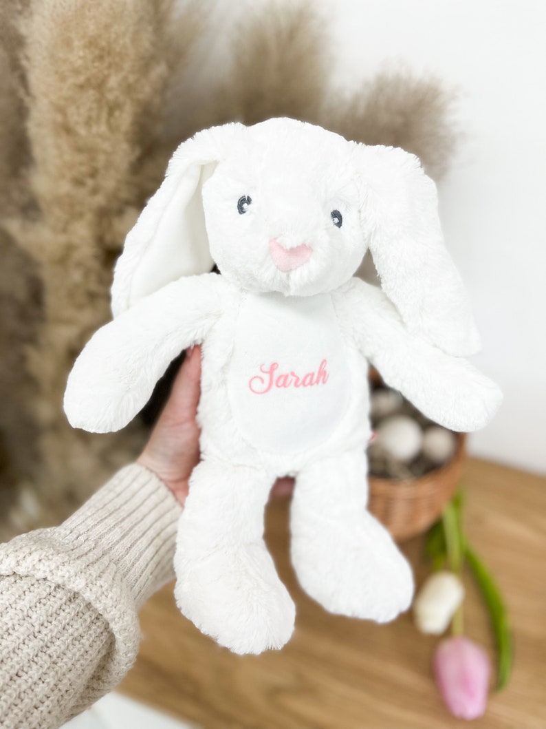 Kuscheltier Hase Personalisiert Ostern Geschenke Kinder Geburt Baby Geschenk Mama Ostergeschenk Plüschtier Kuscheltier Weiß Bild 9