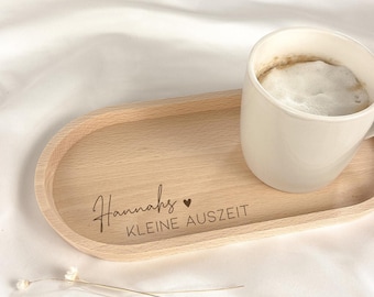Personalisierte Geschenk Freundin Geburtstag | Tablett mit Gravur Kleine Auszeit | Küchendeko |  Kollegin | Schwester | Mama |  Weihnachten