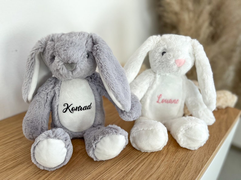 Kuscheltier Hase Personalisiert Ostern Geschenke Kinder Geburt Baby Geschenk Mama Ostergeschenk Plüschtier Kuscheltier Weiß Bild 4