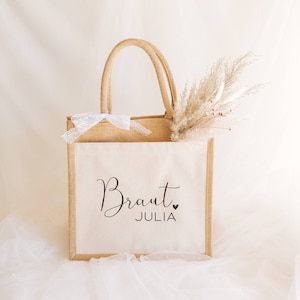 Personalisierte Jute Tasche Braut JGA Hochzeit Bild 1