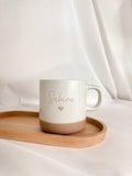 Personalized Mug Name + Heart | Gift for Girlfriend, Wife, Husband | Birthday | Christmas, Easter | Coffee Tea | Engraved Stoneware Ceramic