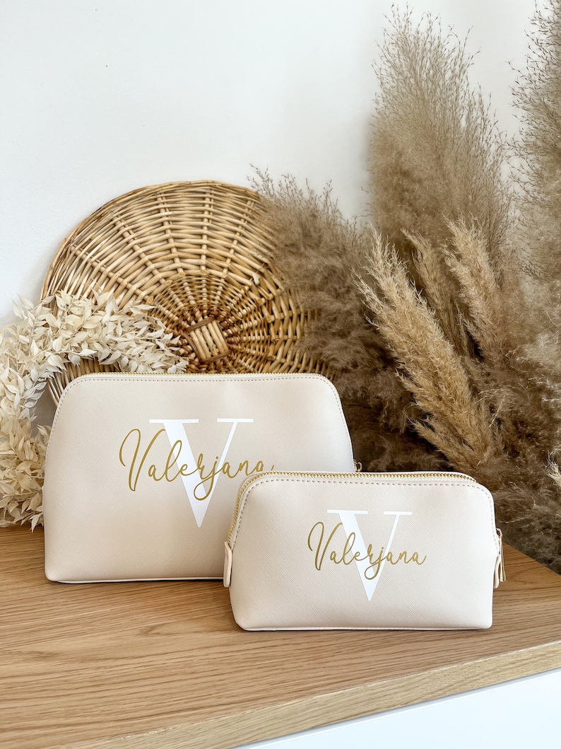 Gepersonaliseerde make-up tas met naam Cadeau vrouw mama Moederdag Make-uptasje verjaardag Beste vriend Toilettas afbeelding 1