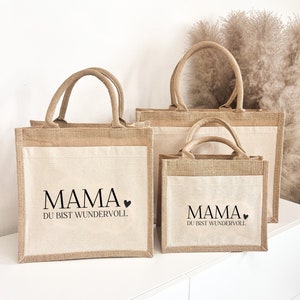 Muttertag Geschenkidee Jute Tasche Mama wundervoll Geschenkverpackung Shopper Beste Mama Oma individuelles Geschenk Geburtstag Idee Bild 5