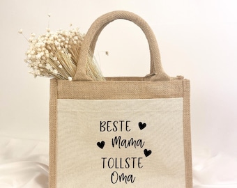 Geschenkidee Muttertag Jutetasche | Kleine Aufmerksamkeit Enkelkinder Geburtstag Uroma Weihnachten Ostern nachhaltig modern | Beste Mama Oma