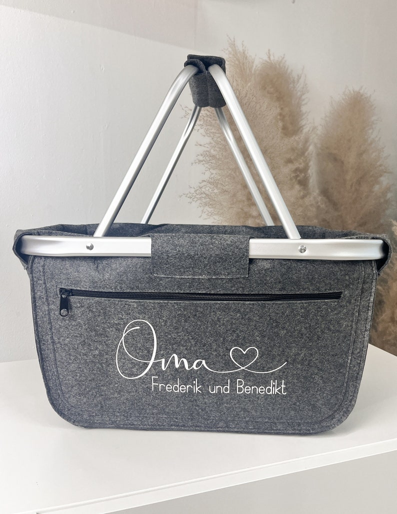 Personalisierter Einkaufskorb Geschenk für Oma runder Geburtstag Weihnachten Mit Name Shopper Mama Tante Geschenkkorb Vilive Bild 1