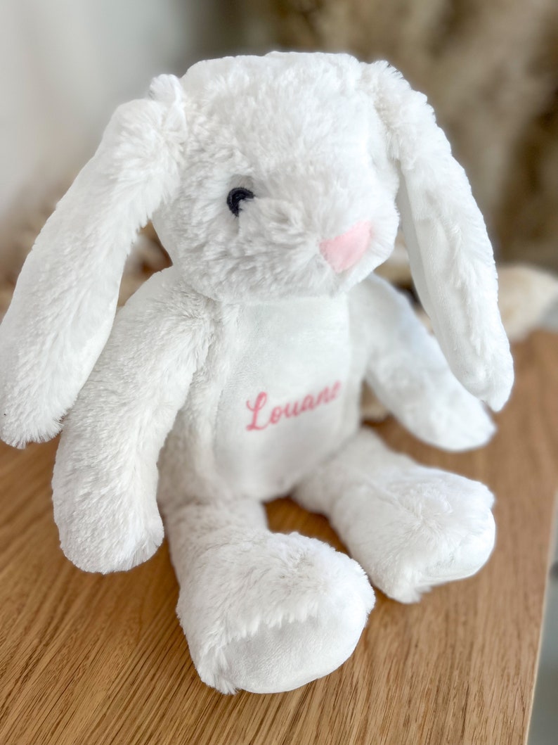 Kuscheltier Hase Personalisiert Ostern Geschenke Kinder Geburt Baby Geschenk Mama Ostergeschenk Plüschtier Kuscheltier Weiß Bild 6