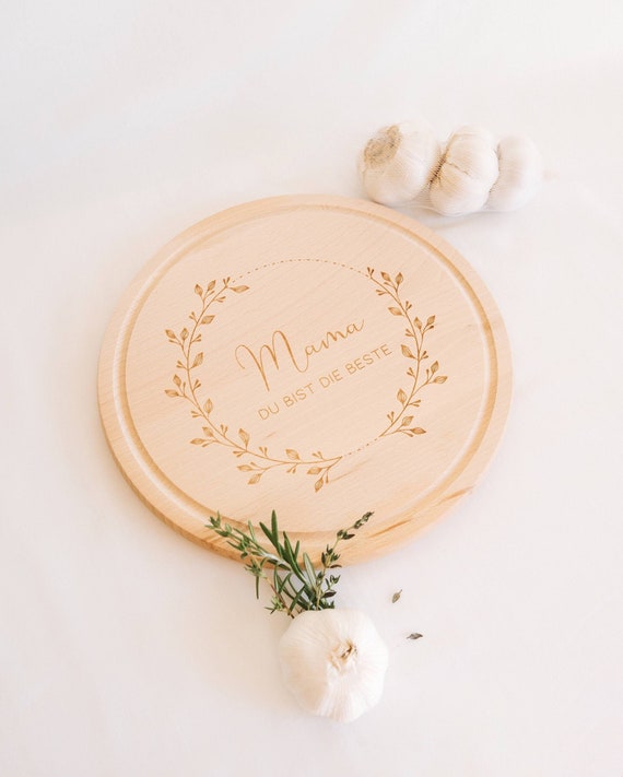 Name Lazy Susan - Personalised Engraved Acacia Round Wood Serving Cheese Board Platter Blackboard Birthday Christmas Mother's Day