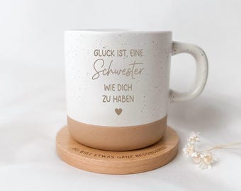 Personalized engraved mug for brother and sister | Gift for mom, dad, sister, girlfriend, colleague, birthday, Christmas | Happiness is