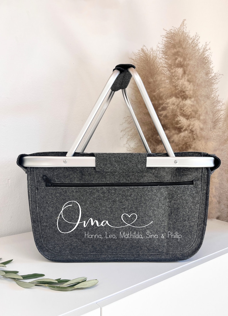 Personalisierter Einkaufskorb Geschenk für Oma runder Geburtstag Weihnachten Mit Name Shopper Mama Tante Geschenkkorb Vilive Bild 4