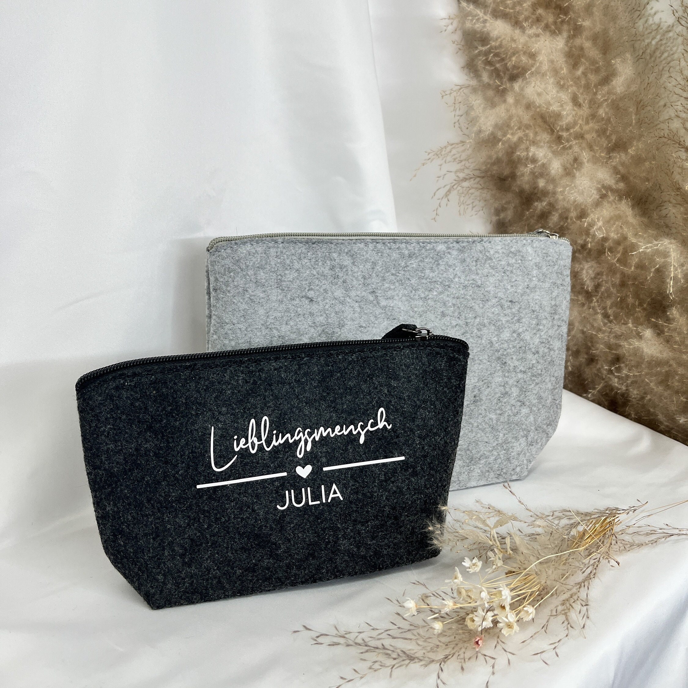 Filz-Kosmetiktasche 'Lieblingsmensch' – Stylischer Kulturbeutel Für Frauen Als Geschenk