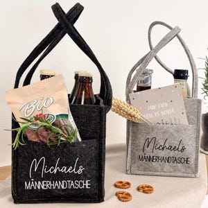 Gepersonaliseerd tas cadeau man | Flessendrager | Vilten tas bier heren handtas | Cadeau-idee verjaardag bierdrager | Grappig idee