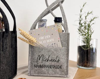Personalized Bag Gift for Men Bottle Carrier Felt Bag for
