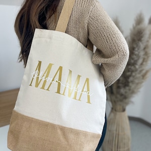 Personalisierte Tasche Mama Freundin Geburt Geschenkidee Jute Tasche Strand Tasche Geburtstag Oma Geburtstag Vilive Bild 1