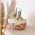 Personalized Easter basket with tag | Gift for girls and boys | Easter basket | Egg hunt for kids | Beige rattan | Gift basket idea product logo