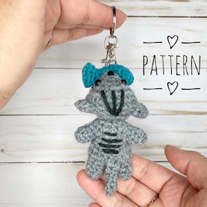 Pattern -  Crochet Cat Keychain Pattern, Cat with Fish Keychain Pattern - PDF