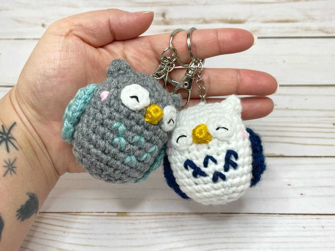 Crochet Owl Keychain Owl Keychain Plush Etsy