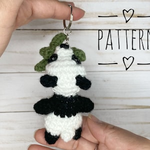 Pattern - Crochet Panda Keychain Pattern, Panda with Bamboo Keychain Pattern, PDF