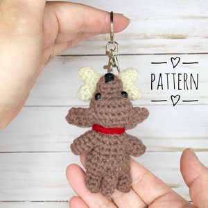 Pattern - Dog with a Bone Keychain Pattern, Easy Crochet Pattern