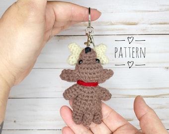 Pattern - Dog with a Bone Keychain Pattern, Easy Crochet Pattern