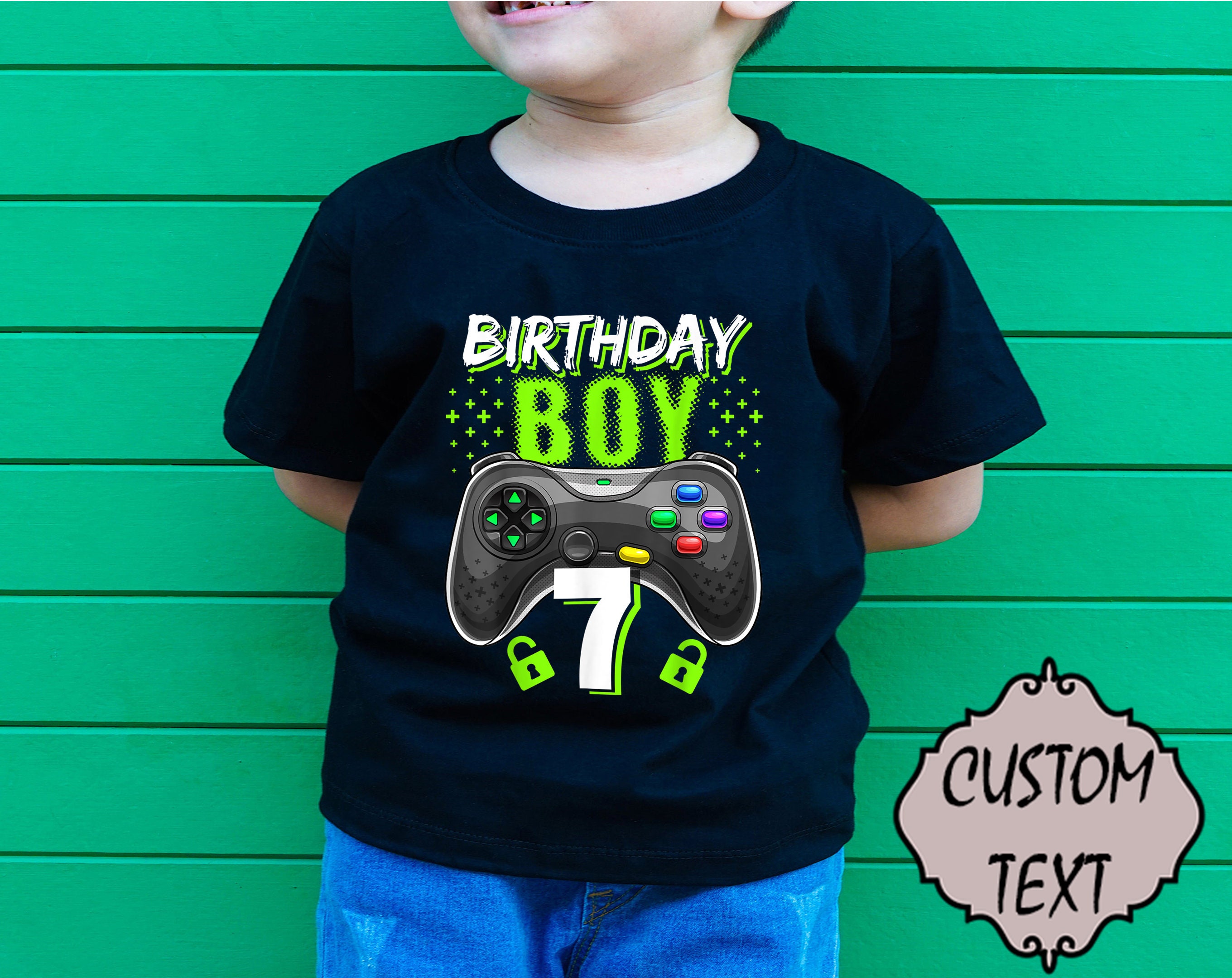 Kids Level 7 Unlocked 7 Years Old Video Gamer Birthday Gift Boys T-Shirt
