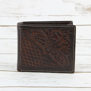 Leather Basket-weave Credit Card Wallet 