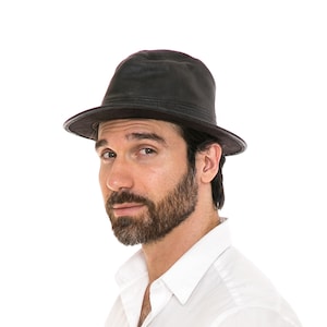 Crushable Black Leather Fedora Hat: Western Style, Unisex