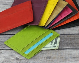 Small Leather credit card wallet, Card Case, Credit Card wallet, open card wallet, Colorful leather wallet, gift for her