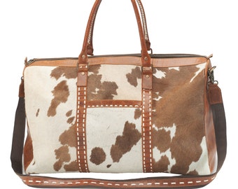 Modern Western Hair on Hide Western Style Large Duffel Bag