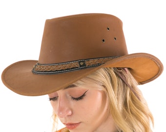 Tan Western Cowboy Hat with Braided Band Hand-braided Leather Cowboy Hat Band, Handmade Western Hat  main image 4