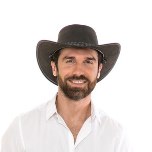 Brown cowboy hat, Western hat with braided hat band, Aussie style bush hat, Festival wear, Rodeo accessory