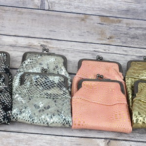 Portasigarette in pelle con stampa coccodrillo e serpente, portamonete in stile vintage, portamonete con chiusura a torsione, regalo per lei, vari colori