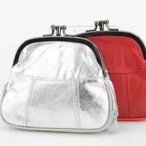 Portamonete con chiusura a torsione in stile vintage, piccolo astuccio da viaggio, custodia da viaggio in pelle, organizzazione della borsa, pelle metallizzata