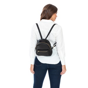 Small Leather Backpack: Minimalist Travel Bag with Top Handle