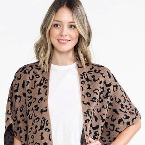 Leopard Print Open Front Cardigan Animal Print Duster Cute Sweater Coverup Lightweight Knit Top Boho Chic Style Cute Outfit for Mom Etsy
