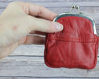 Buy Mini Leather Coin Purse: Vintage Twist Clasp Change Pouch