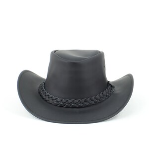 Black cowboy hat, Western hat with braided hat band, Aussie style bush hat, Festival wear, Rodeo accessory