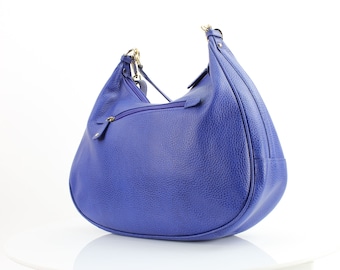 Colorful Leather Hobo Bag with Crossbody Strap – Large Classic Handbag – Stylish Travel Purse – Fun Everyday Tote for Women