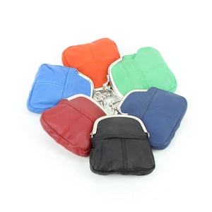 Mini porte-monnaie en cuir, porte-monnaie, porte-monnaie, porte-monnaie à fermoir torsadé de style vintage, cuir coloré vif, cadeau pour enfants