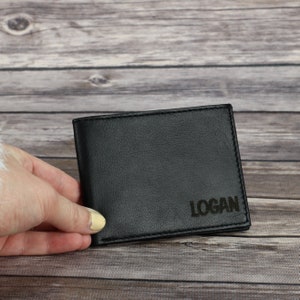 Bestselling slim personalized laser engraved leather wallet for tween and teen, Personalized gift, Graduation accessory, Unique gift for Dad