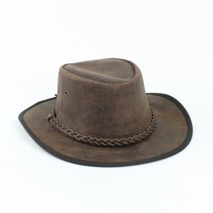 Brown Leather Cowboy Hat: Braided Band, Western Sun Protection