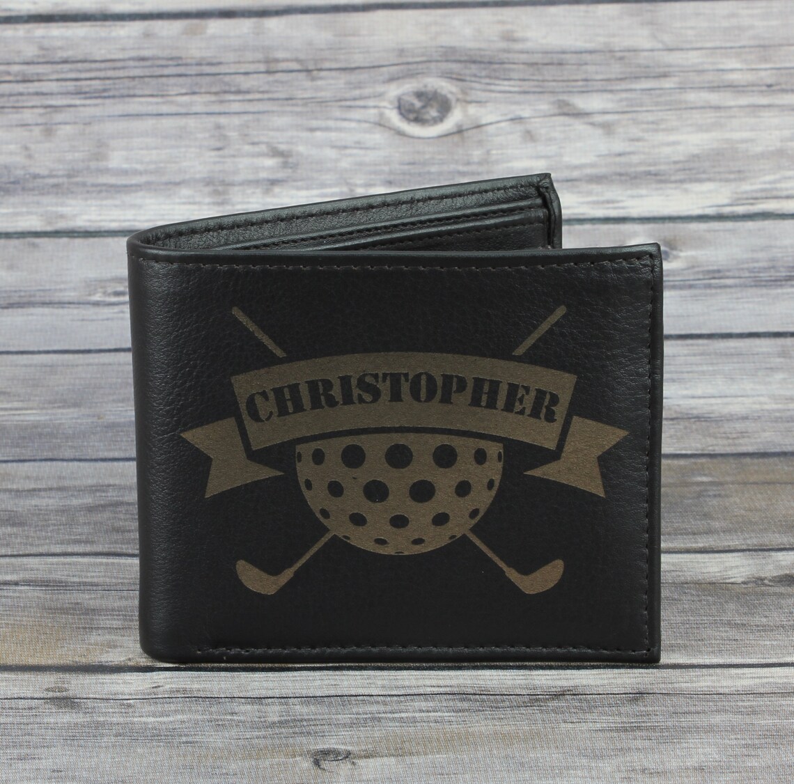 Golf bi fold wallet Personalized leather gift Gift for Etsy