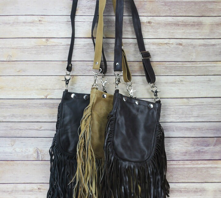 small black fringe purse