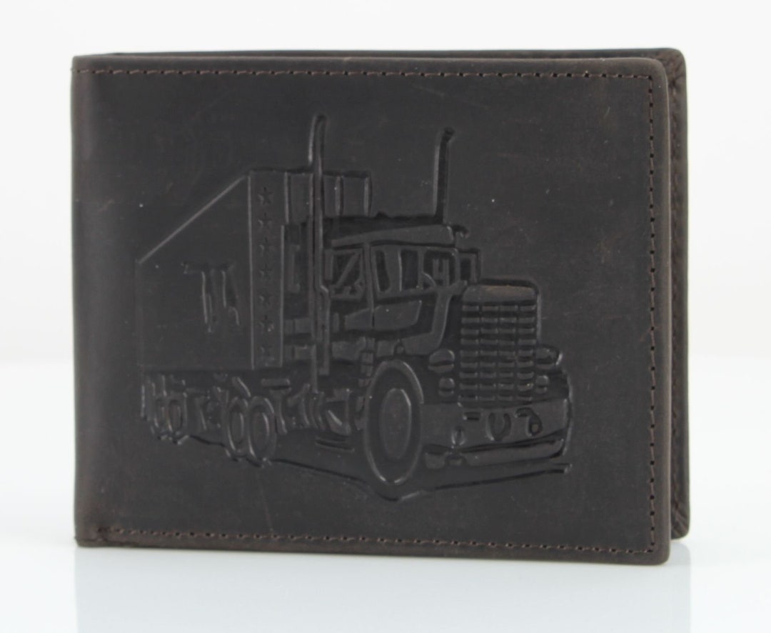 Rivet and Burr's Truck Embossed Bi Fold Wallet, RFID Protection