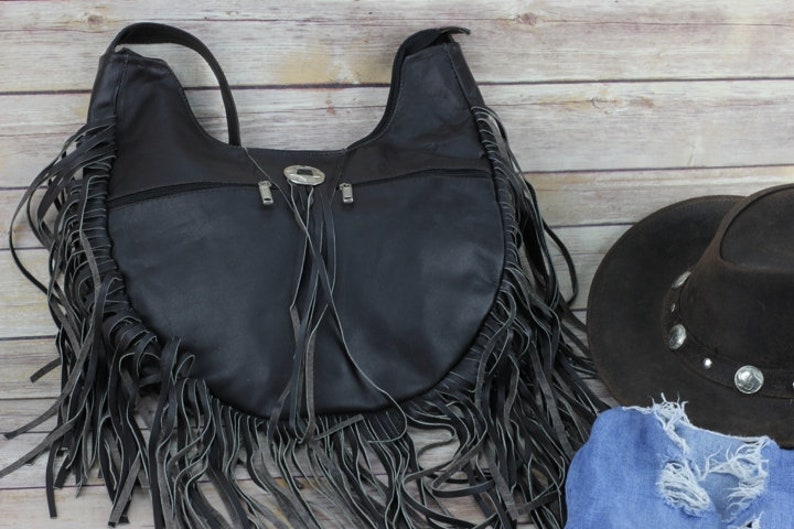 Double Pocket Leather Fringe Crossbody Bag Western Chic | Etsy