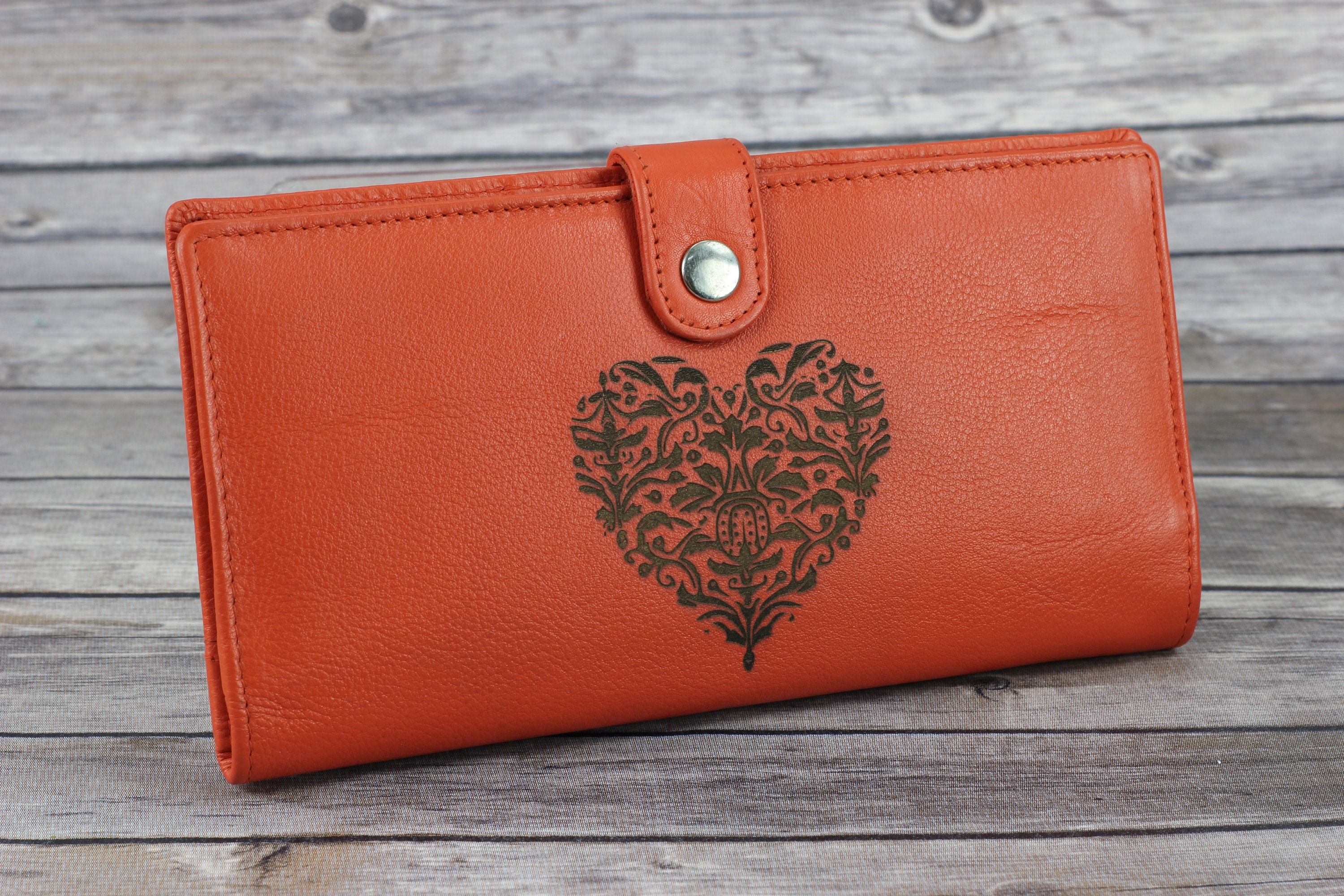 Heart leather wallet Limited edition women's engraved Etsy