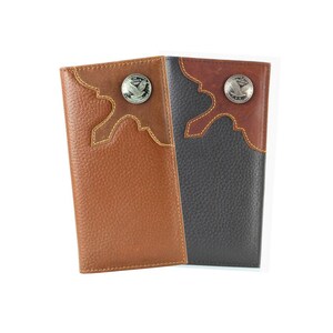 Cartera de rodeo de corte occidental con concho de águila, accesorio de moda occidental moderno para hombres, regalo para papá, billetera grande de cuero plegable