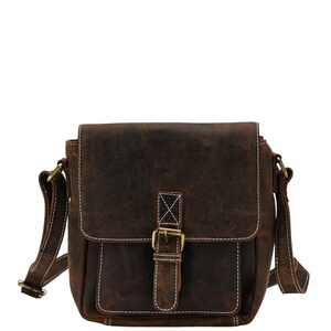 Distressed Brown Leather Front Buckle Pocket Crossbody Bag - Etsy