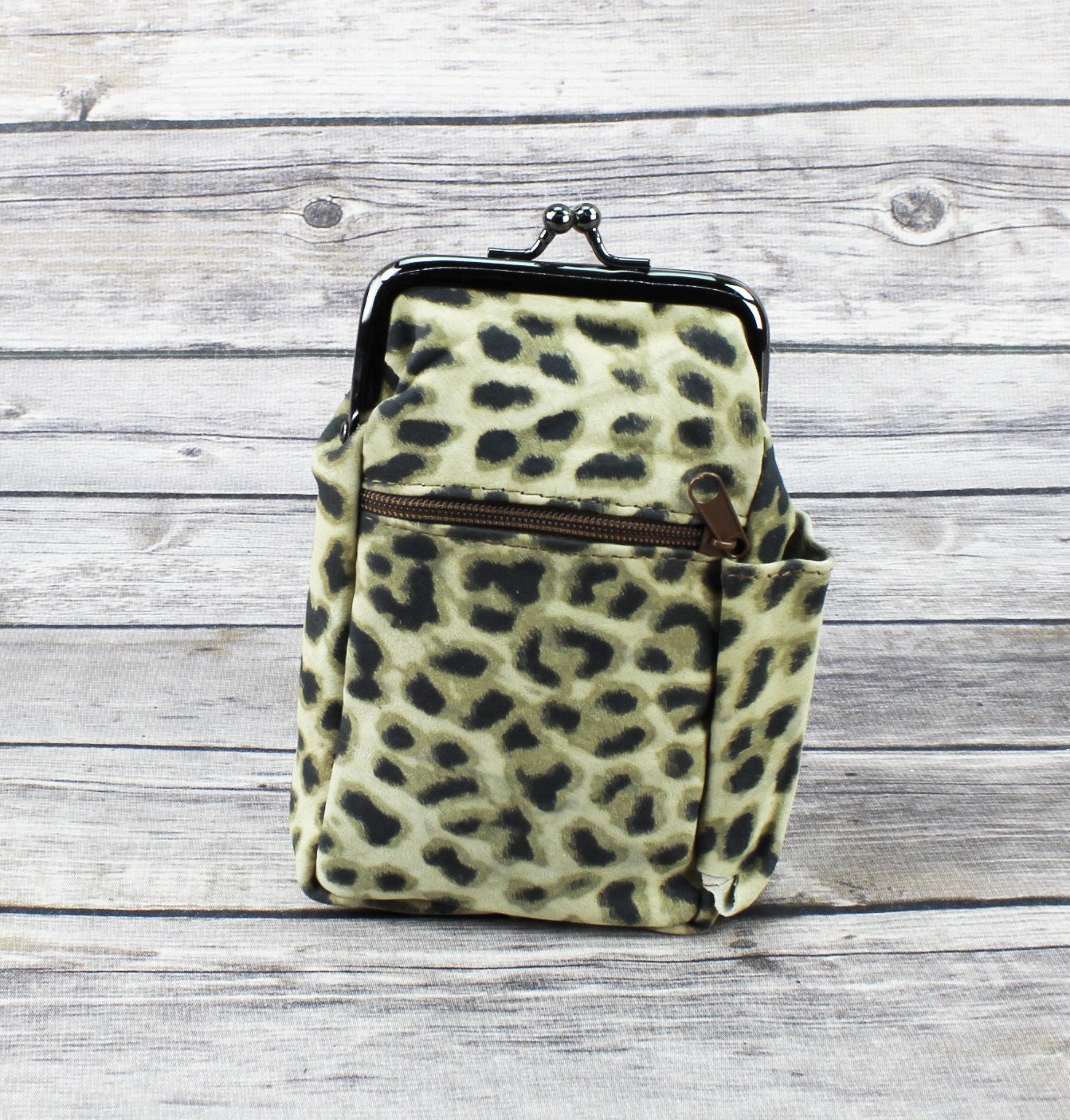 leopard print cigarette case Leopard Print Cigarette Case, Twist Clasp Coin Purse, Women's Wallet,  Vintage Style Coin Purse, Leopard Coin Pouch, Gift for Her